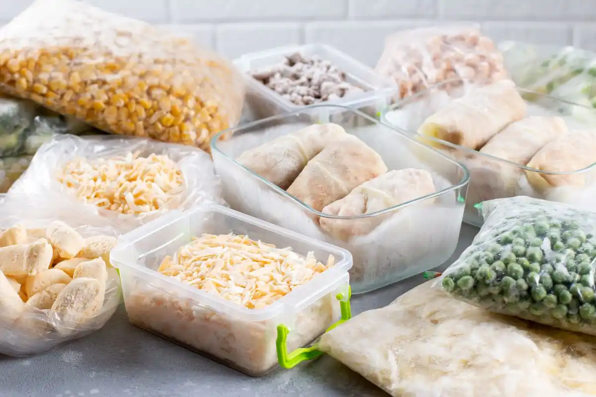 alimentos congelados ordenados en congelador